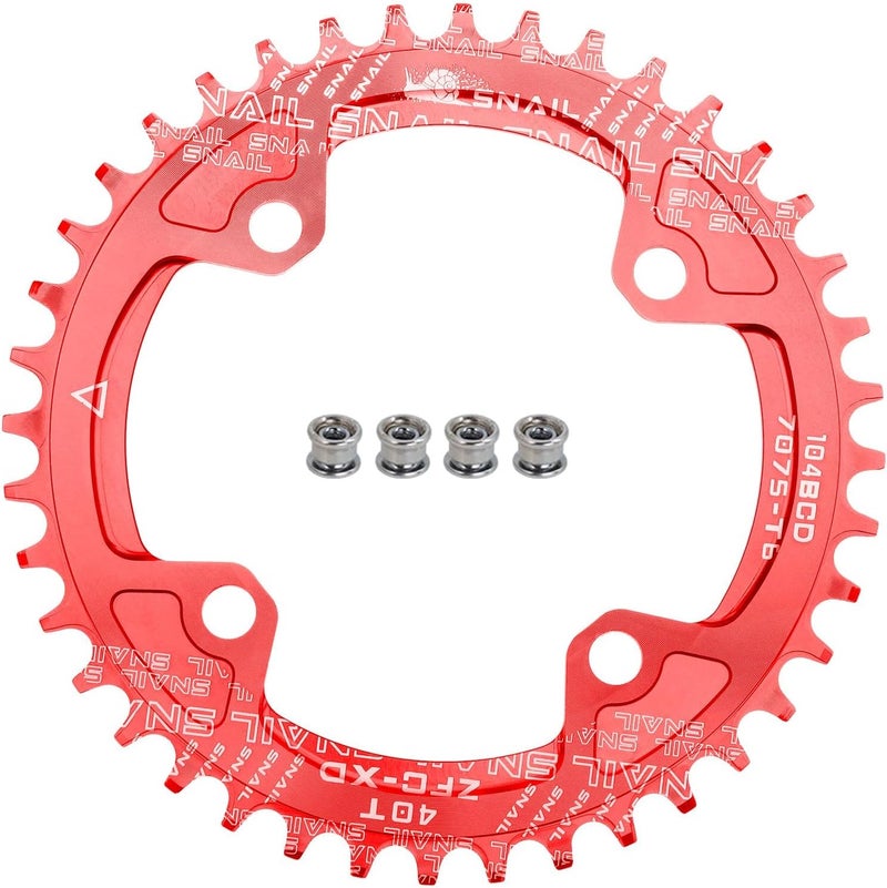 FOMTOR 104 BCD Chainring (30-52T) 7-12 Speed Compatible CNC 7075 Aluminum Narrow Wide Tooth Round Oval Chainrings for MTB/Road Bike Ebike Chainwheel Black/Red - Image 1